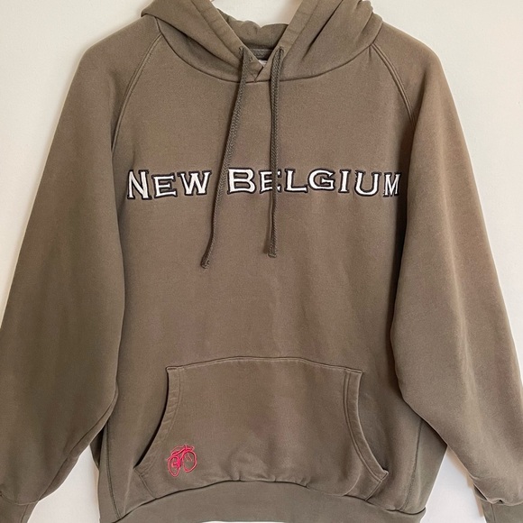 New Belgium Brewing Co. Embroidered Olive Green Hoodie Adult size Large - Picture 3 of 10